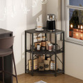 3-Tier Corner Table with Charging Station and Adjustable Metal Frame product image