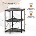 3-Tier Corner Table with Charging Station and Adjustable Metal Frame product image