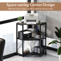 3-Tier Corner Table with Charging Station and Adjustable Metal Frame product image