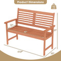 Outdoor Solid Wood Loveseat with Inclined Backrest and Slatted Seat product image