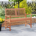 Outdoor Solid Wood Loveseat with Inclined Backrest and Slatted Seat product image