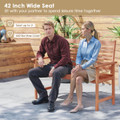 Outdoor Solid Wood Loveseat with Inclined Backrest and Slatted Seat product image