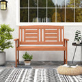 Outdoor Solid Wood Loveseat with Inclined Backrest and Slatted Seat product image