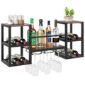 3-Tier Wall Mounted Wine Rack with Glasses Holder product image