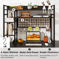 4-Tier Display Shelf with Metal Grid Panel and 6 Hooks product image