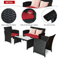 8-Piece Patio Rattan Furniture Set with Tempered Glass and Foot Pads product image