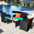 8-Piece Patio Rattan Furniture Set with Tempered Glass and Foot Pads product image