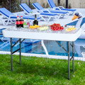 4-Foot Plastic Ice Cooler Folding Table with Table Skirt product image