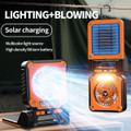 Solar Camping Fan with LED Lantern Emergency Power Bank,3 Wind Speeds 5 Light Modes,180 Degree Adjustable For Camping,Emergencies,Outdoor Color Green product image