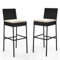 Patio Wicker Barstools Bar Height Chair with Cushions product image