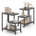 Modern G-Shaped 3-Tier Side Table with Locakable Casters product image