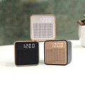 Retro Mini Wooden Bluetooth Speaker with Alarm Clock and Sound Activation product image