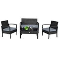 Black Rattan 4-Piece Patio Furniture Set product image