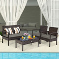 Black Rattan 4-Piece Patio Furniture Set product image