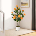 36" Artificial Camellia Tree with Cement Pot product image