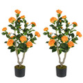 36" Artificial Camellia Tree with Cement Pot product image