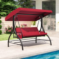 3-Seat Patio Swing with Canopy with Removable Cushions and Side Pocket product image