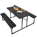 Folding Picnic Table Bench Set with Wood-Like Texture product image