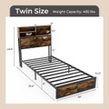 Bed Frame with Charging Station Headboad Shelves product image