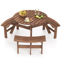 6-Person Round Picnic Table Set with Built-in Benches product image