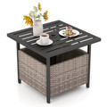 Outdoor Patio PE Rattan Wicker Steel Side Deck Table with Umbrella Hole product image