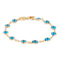 18k Gold Plated Aqua Marino Glass Evil Eye Bracelet product image