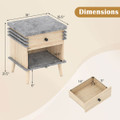 3-Tier Bedside Table with Antique Grey Faux Marble Top product image