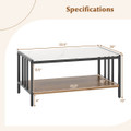 2-Tier Rectangular Coffee Table with Rock Slab Tabletop product image