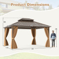 14 x 12-foot Hardtop Gazebo with Curtains and Overhang Eave Design product image
