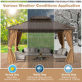 14 x 12-foot Hardtop Gazebo with Curtains and Overhang Eave Design product image