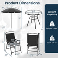 6-Piece Patio Dining Set with Umbrella and Rippled Glass Tabletop product image