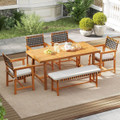 Solid Acacia Wood Patio Chair Set with Padded Seats product image