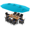 11-Piece Patio Wicker Dining Set with Umbrella product image