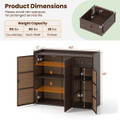 Outdoor PE Wicker Storage Cabinet with 3 Doors and Adjustable Shelves product image