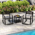Outdoor Patio Rocking Chair with Floral Backrest Design product image