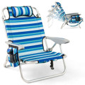 Folding Beach Chair with Adjustable Backrest and Storage Pockets product image