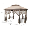 Steel Paneled Beige Mesh Covered 10' x 12' Gazebo product image