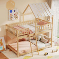 Twin Bunk Bed House with Roof and Full-length Guardrails product image