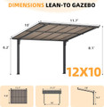 Freestanding Lean-to Hard Top Outdoor Pergola  product image
