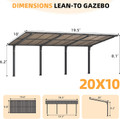 Freestanding Lean-to Hard Top Outdoor Pergola  product image