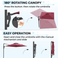 9FT Wall Mounted Outdoor Patio Umbrella product image