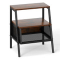 3-Tier Industrial Nightstand with 2 Open Shelves product image