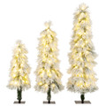 Set of 3  Pre-Lit Snow-Flocked Artificial Christmas Trees product image