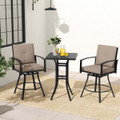 3-Piece Patio Swivel Bar Set with Umbrella Hole product image