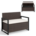 Rattan Loveseat with Inclined Backrest and Under-Seat Storage product image