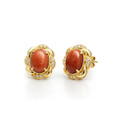 Gold-Plated Sunstone & Diamond Floral Stud Earrings product image