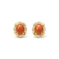 Gold-Plated Sunstone & Diamond Floral Stud Earrings product image