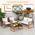 5-Piece PE Wicker Patio Furniture Set with Acacia Wood Frame product image