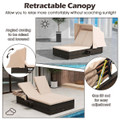 2-Person Rattan Lounge Bed with Retractable Canopy  product image