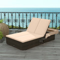 2-Person Rattan Lounge Bed with Retractable Canopy  product image
